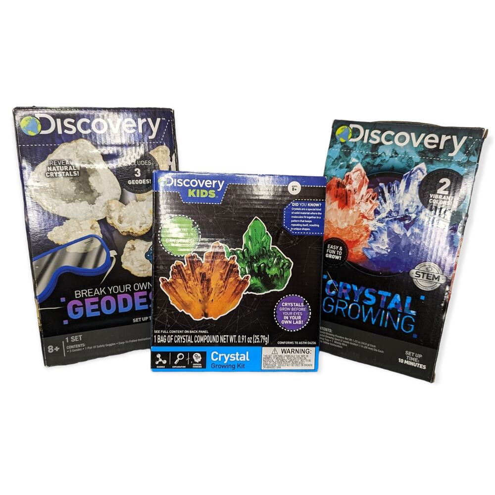 NWT Discovery Kids 2 Crystal Growing Kits & Break Your Own Geodes Kit Bundle